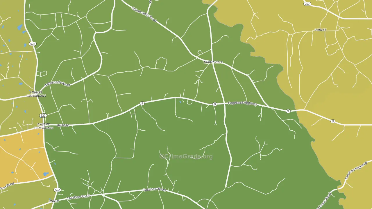 Tradesville, SC Map of Theft Rates