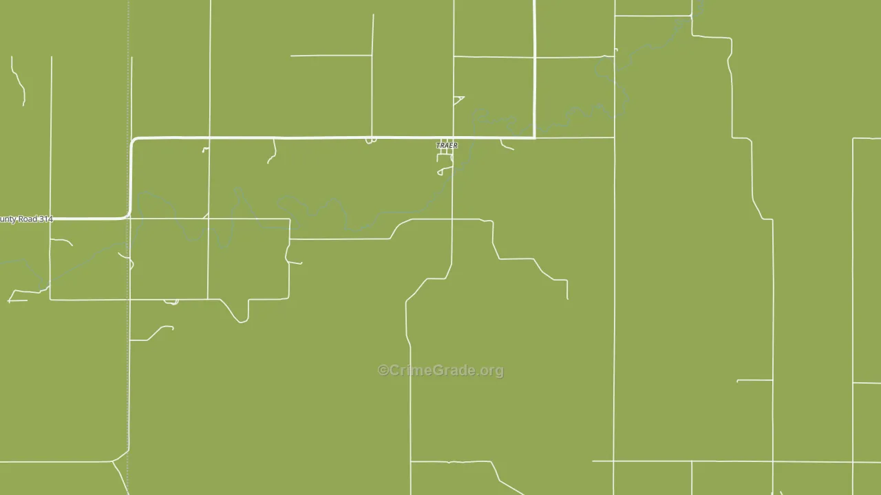 Traer, KS Map of Theft Rates