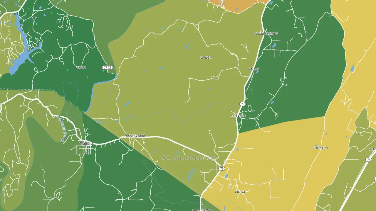 Trafford, AL Map of Theft Rates