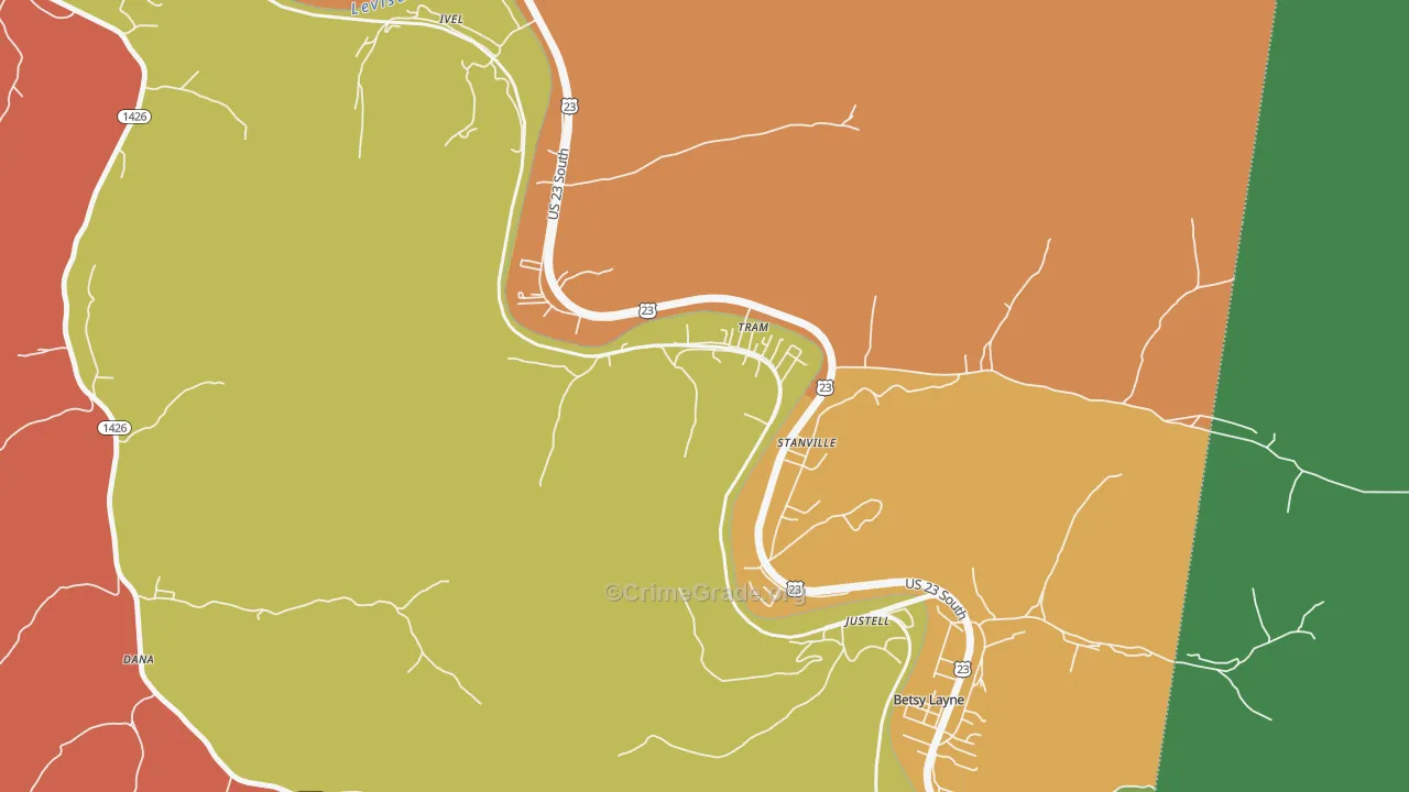 Tram, KY Map of Theft Rates