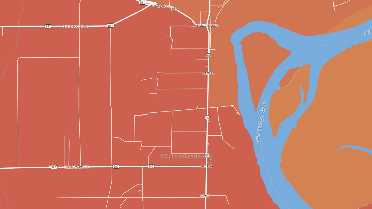 Transylvania, LA Map of Theft Rates
