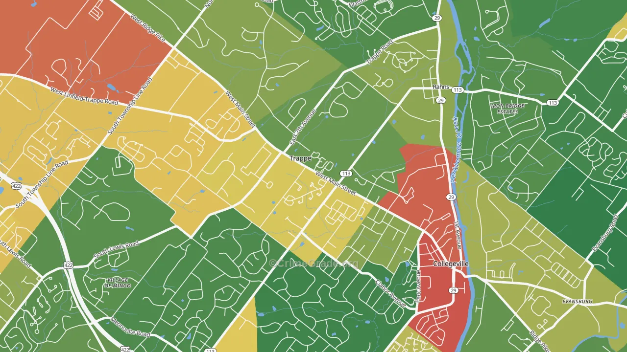Trappe, PA Map of Theft Rates
