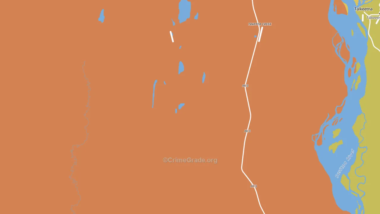 Trapper Creek, AK Map of Theft Rates