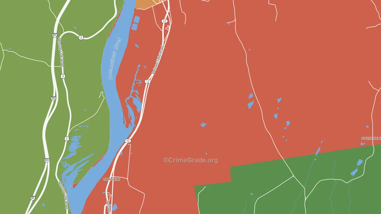 Trapshire, NH Map of Theft Rates