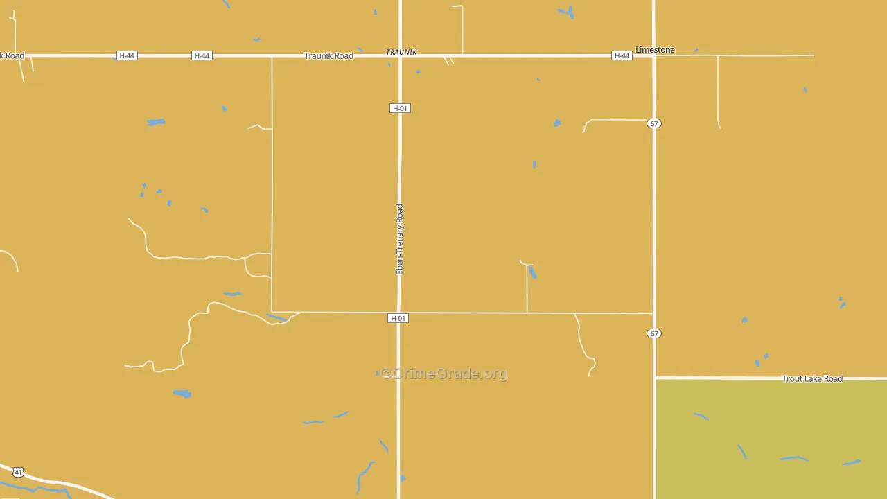 Traunik, MI Map of Theft Rates