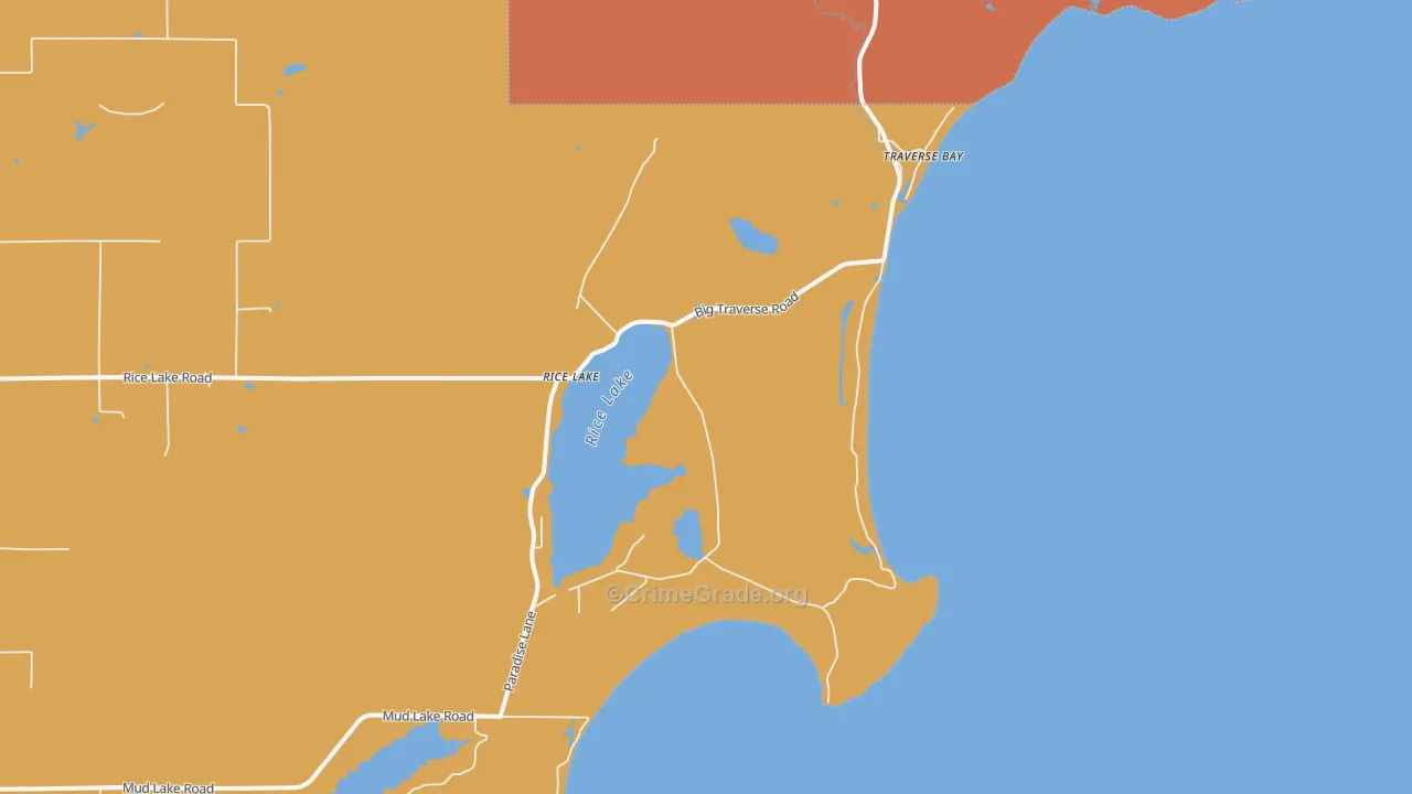 Traverse Bay, MI Map of Theft Rates