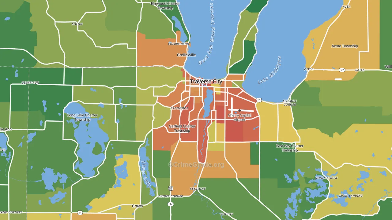 Traverse City, MI Map of Theft Rates