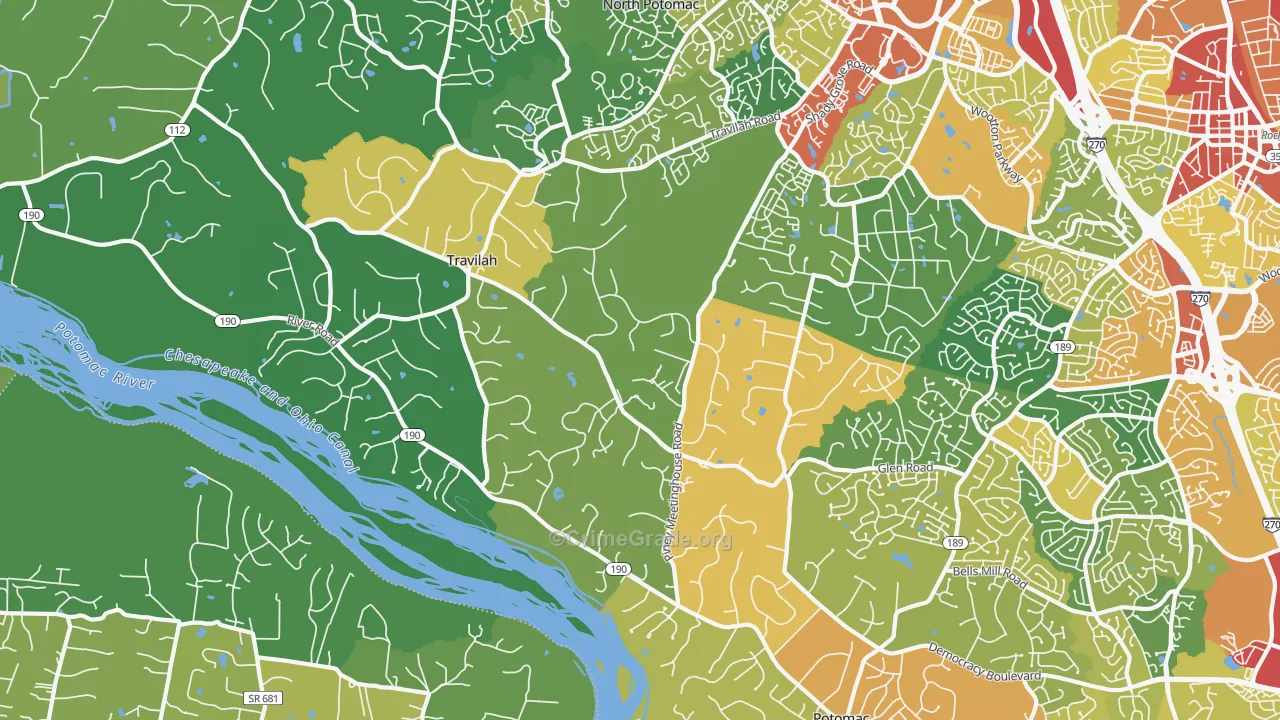 Travilah, MD Map of Theft Rates