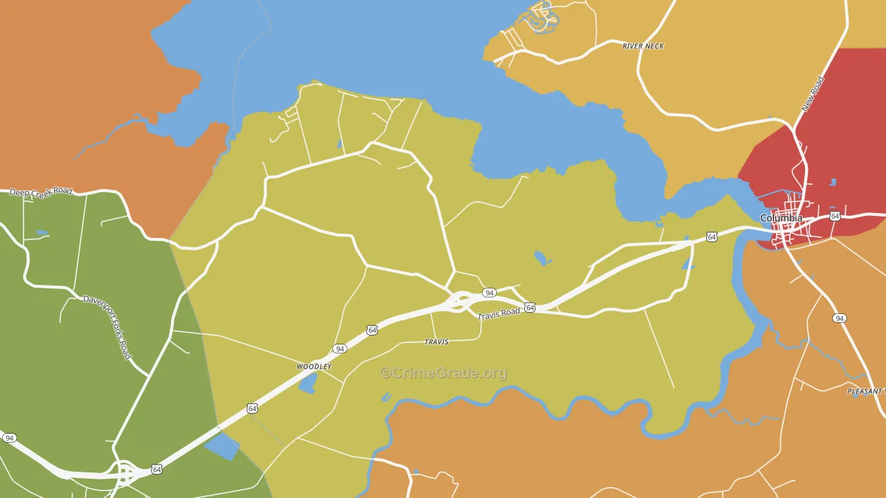 Travis, NC Map of Theft Rates