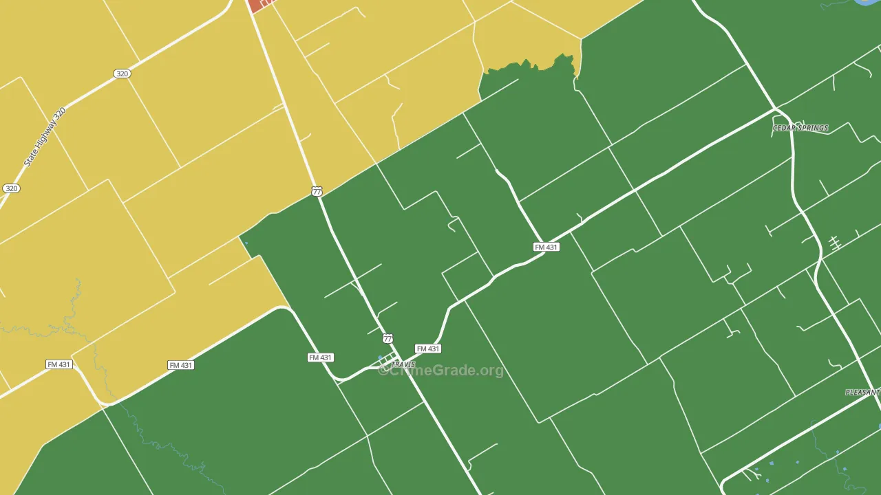 Travis, TX Map of Theft Rates