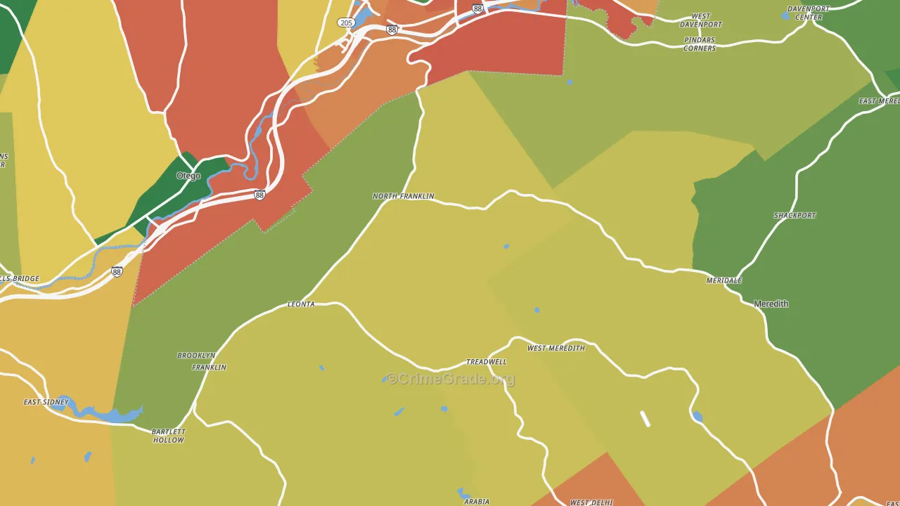 Treadwell, NY Map of Theft Rates
