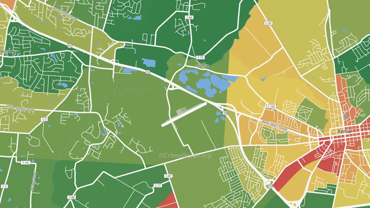 Trebeins, OH Map of Theft Rates