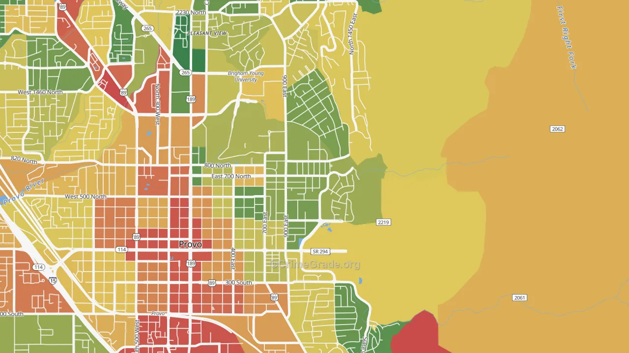 Tree Streets, Provo, UT Map of Theft Rates