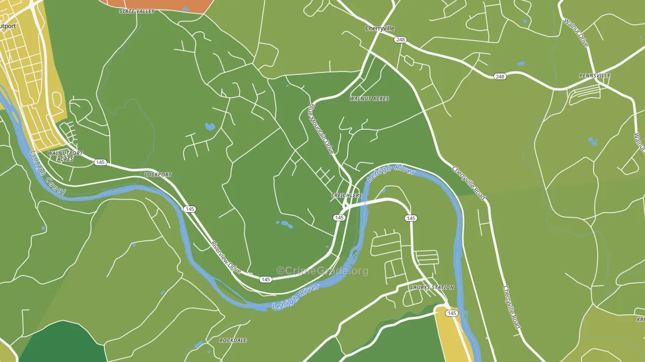 Treichlers, PA Map of Theft Rates