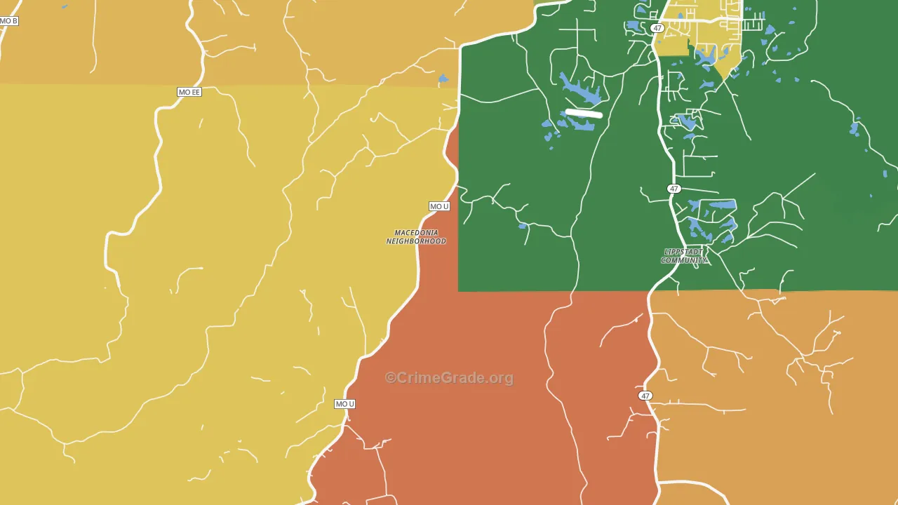 Treloar, MO Map of Theft Rates