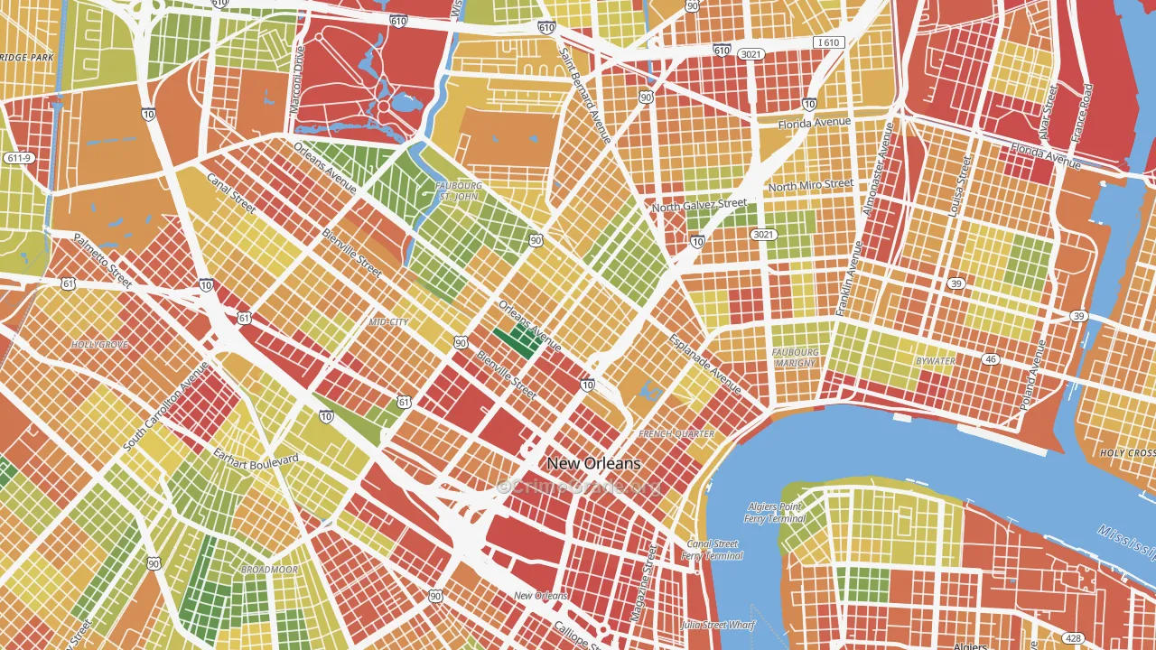 Treme' Lafitte, New Orleans, LA Map of Theft Rates