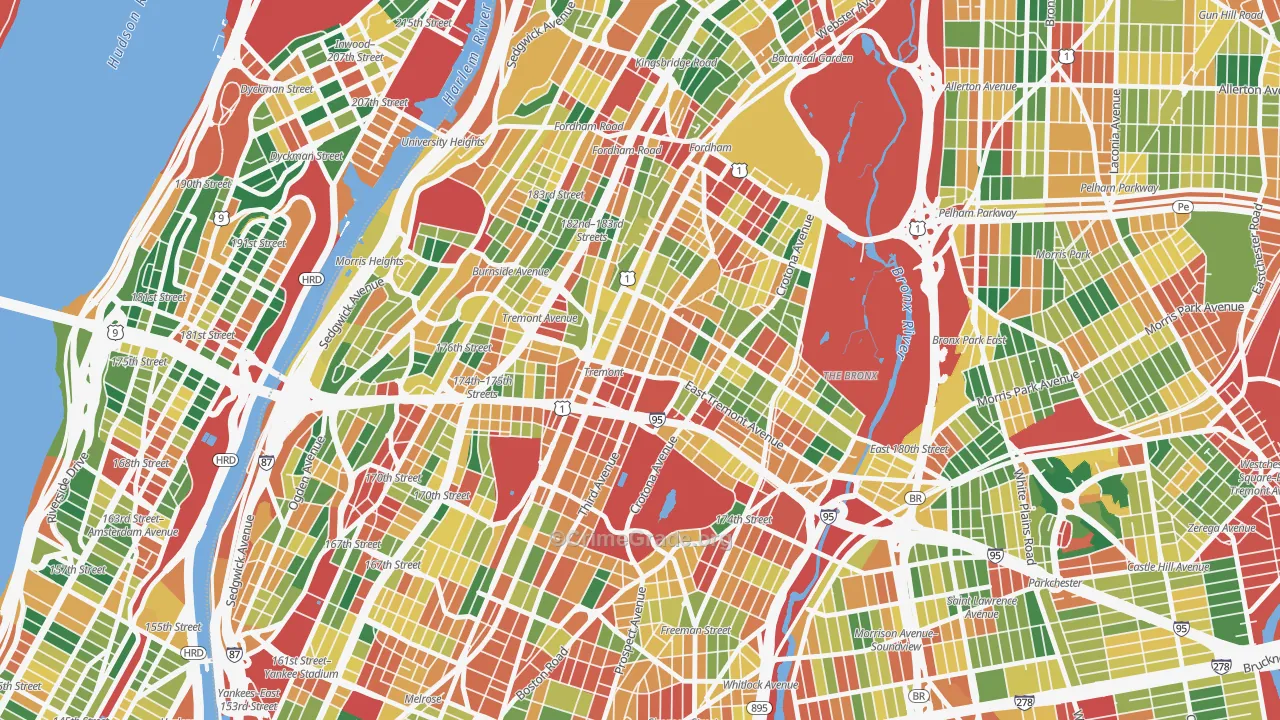 Tremont, Bronx, NY Map of Theft Rates