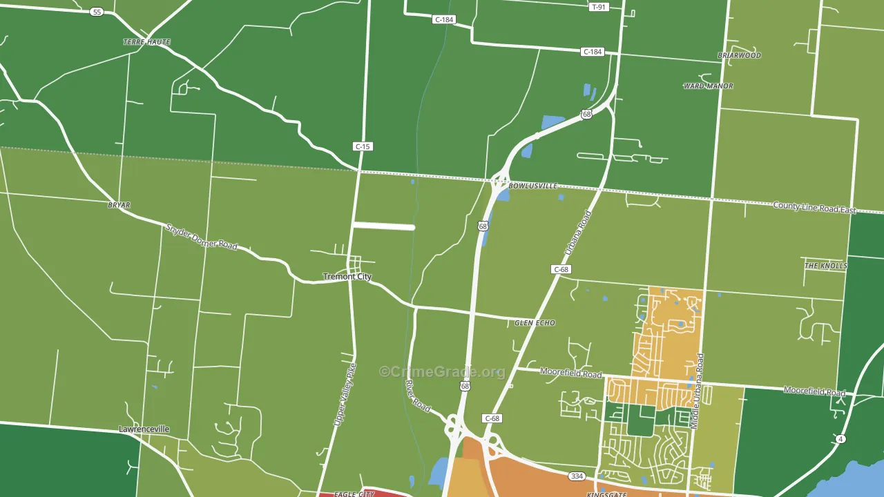 Tremont City, OH Map of Theft Rates