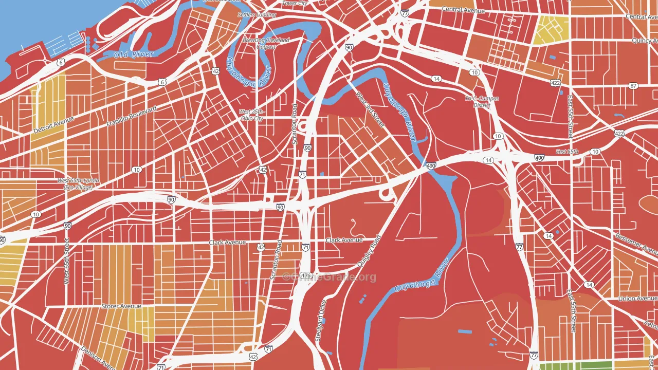 Tremont, Cleveland, OH Map of Theft Rates