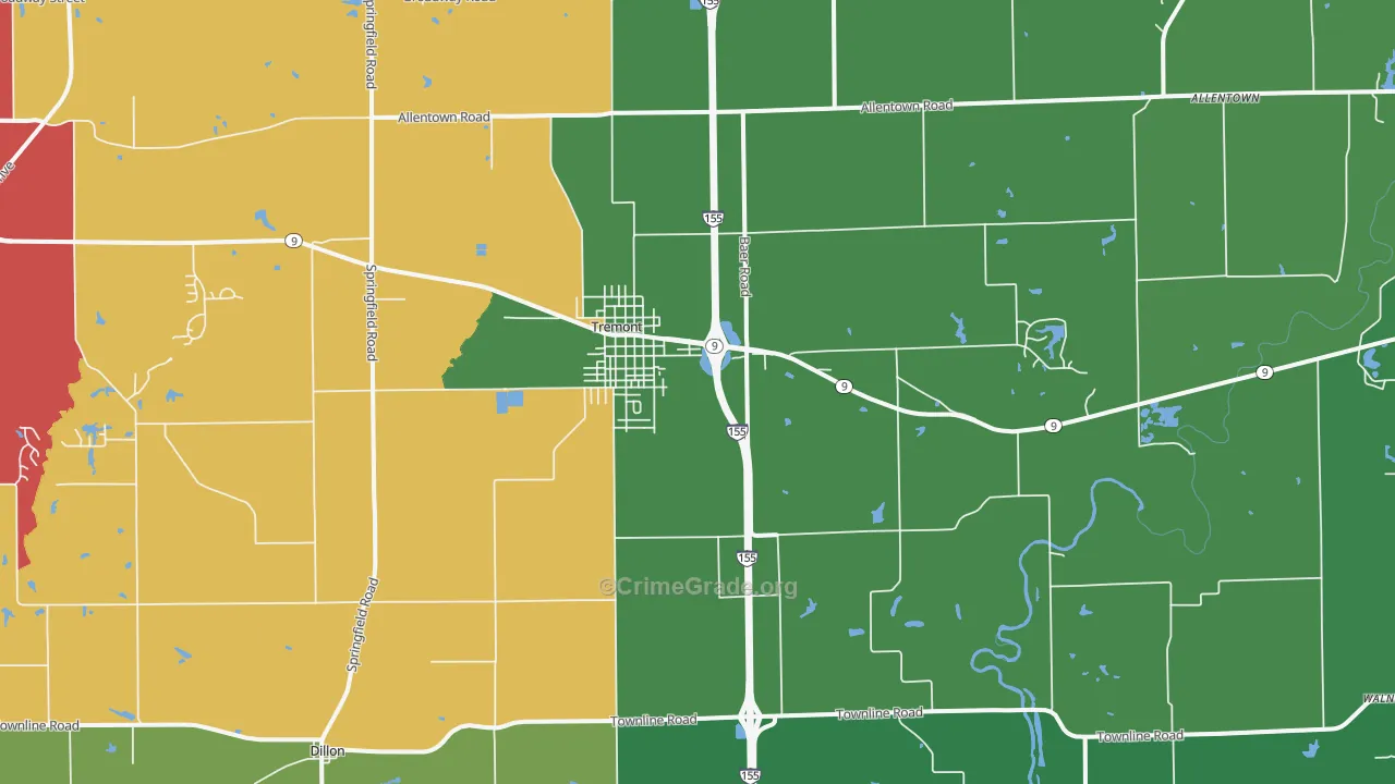Tremont, IL Map of Theft Rates