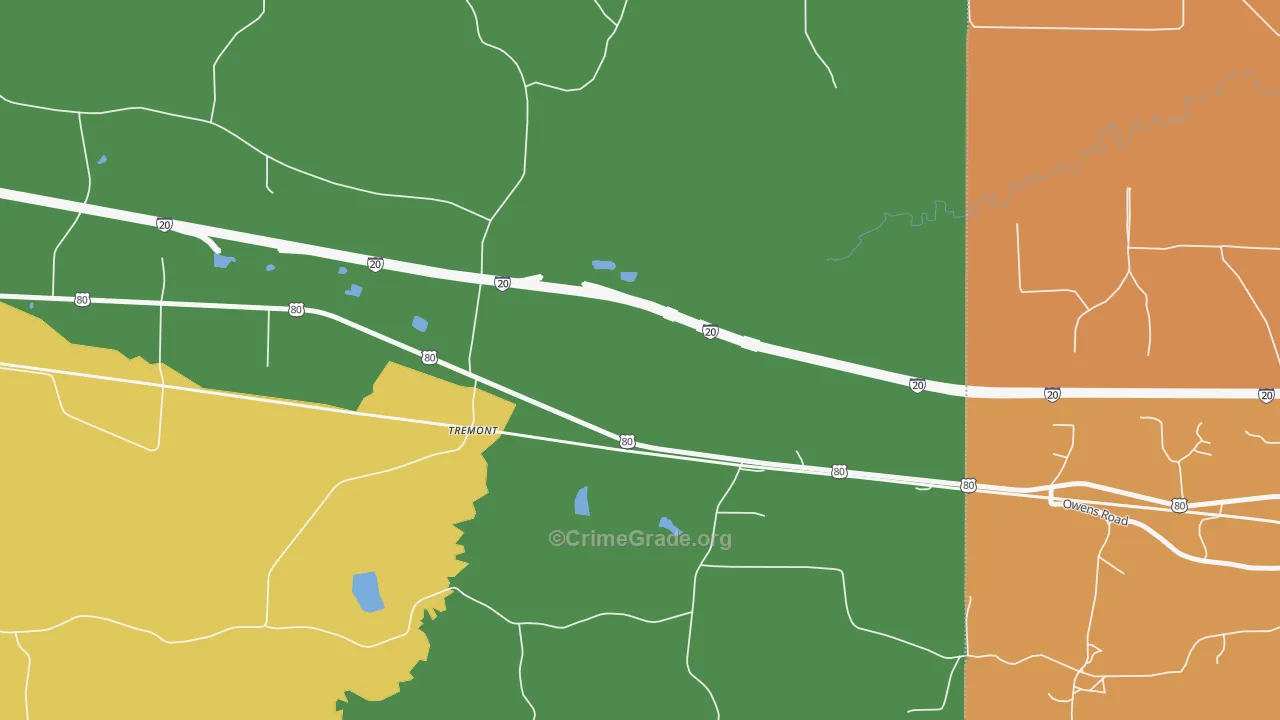 Tremont, LA Map of Theft Rates