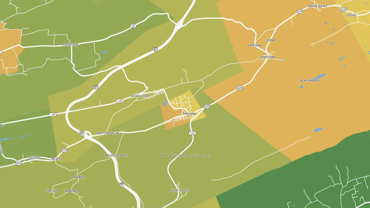 Tremont, PA Map of Theft Rates