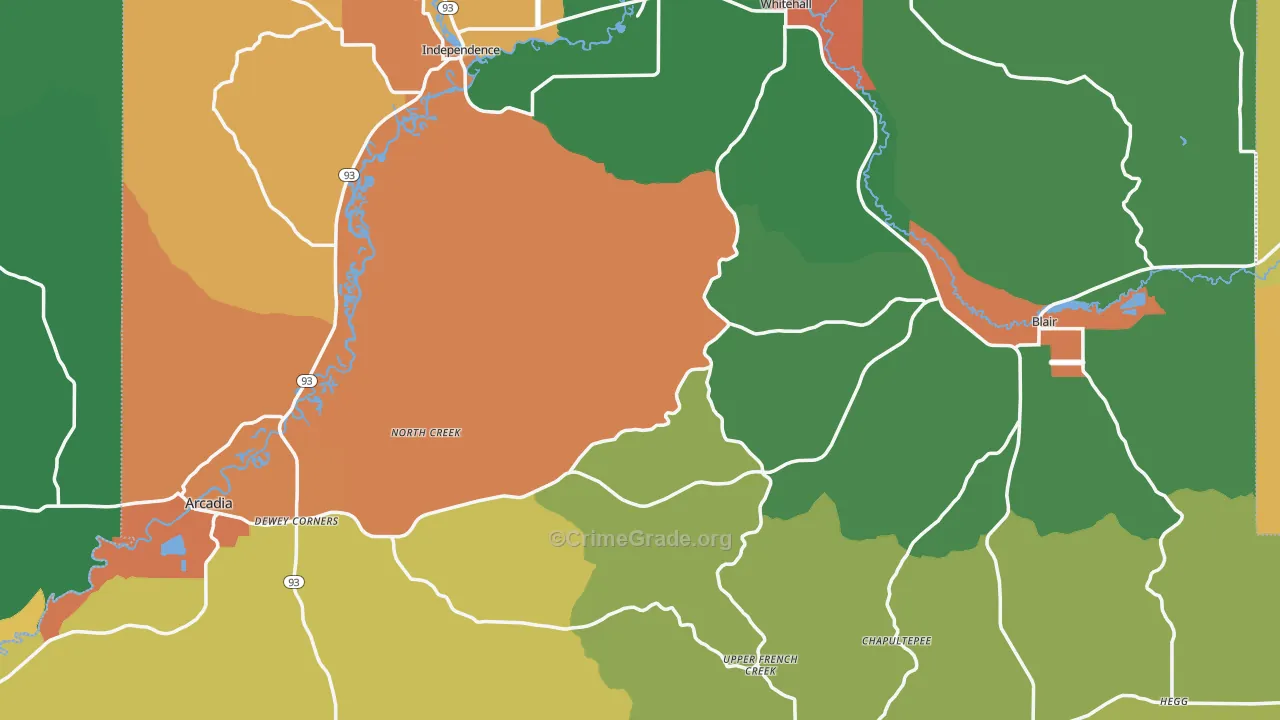 Trempealeau County, WI Map of Theft Rates