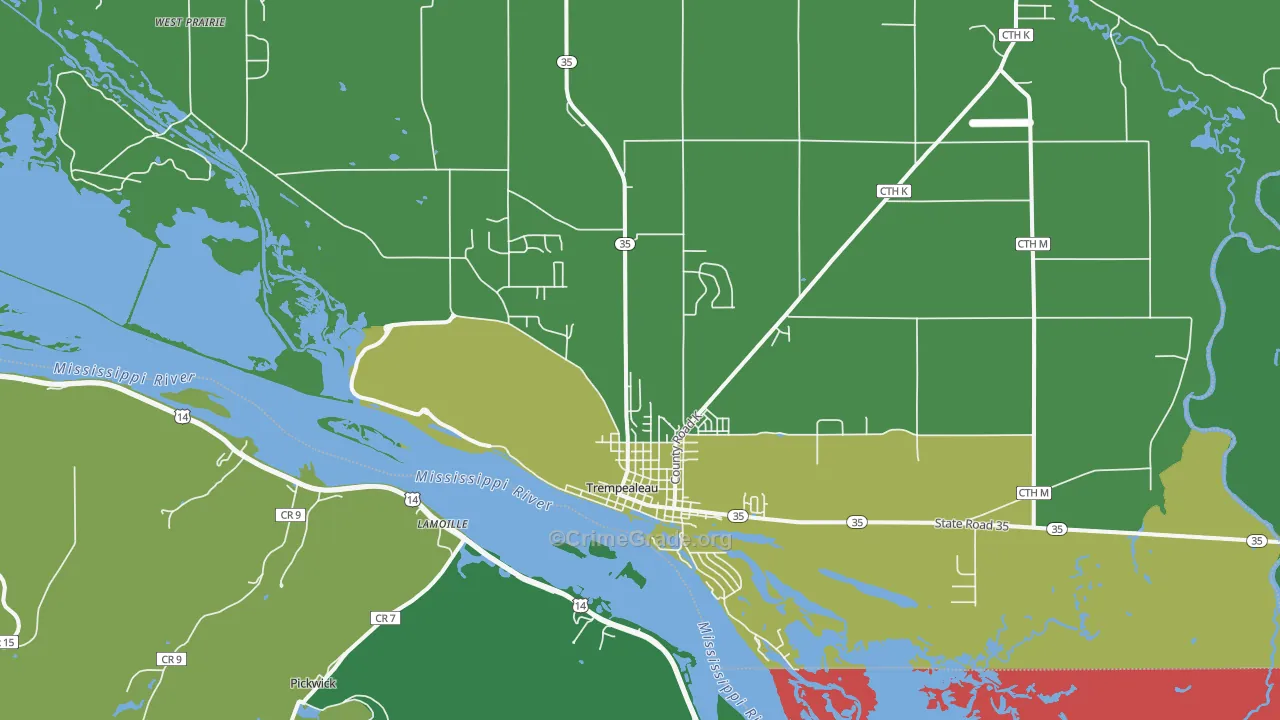 Trempealeau, WI Map of Theft Rates