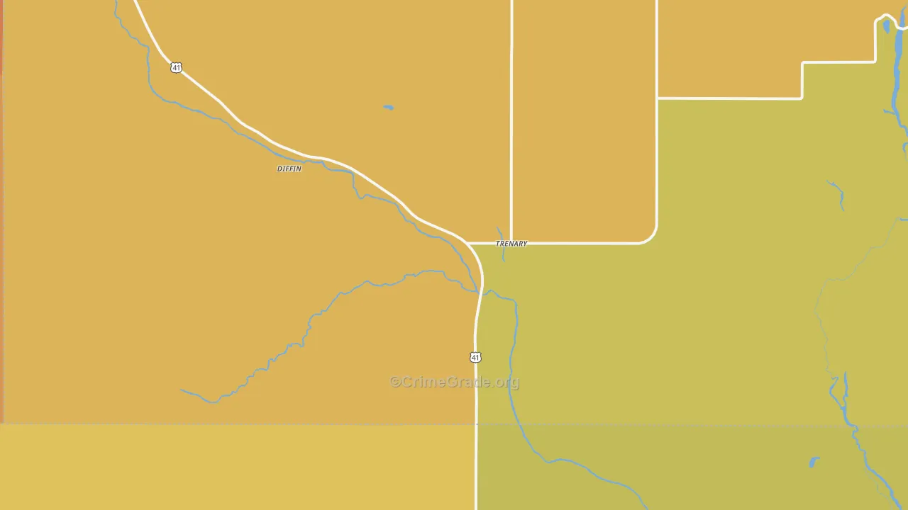 Trenary, MI Map of Theft Rates