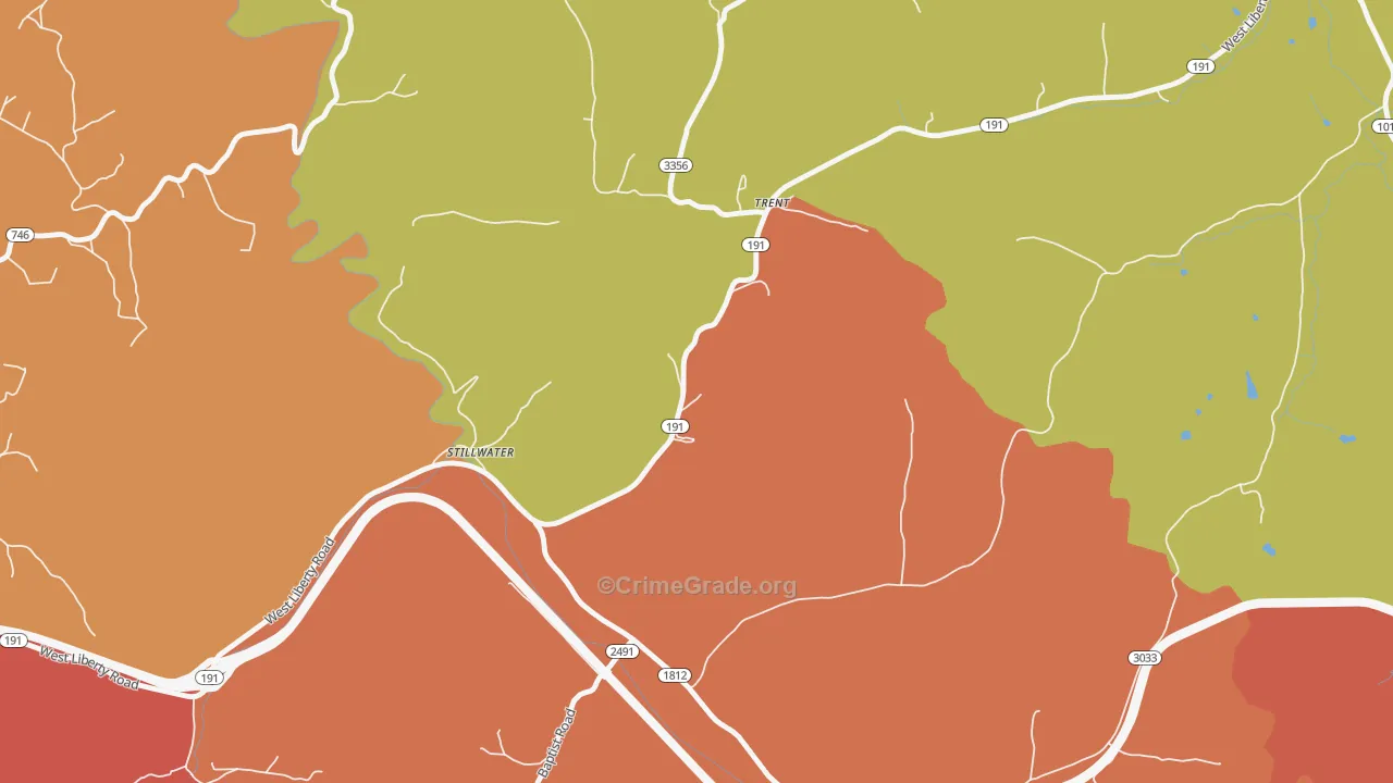 Trent, KY Map of Theft Rates