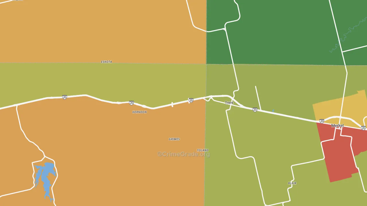 Trent, TX Map of Theft Rates