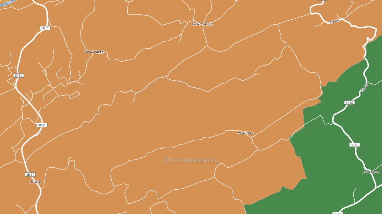 Trent Valley, TN Map of Theft Rates
