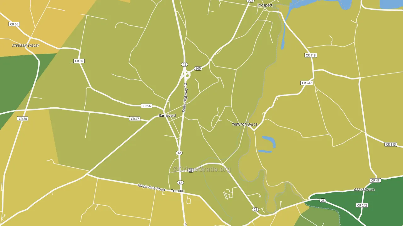 Trenton Falls, NY Map of Theft Rates
