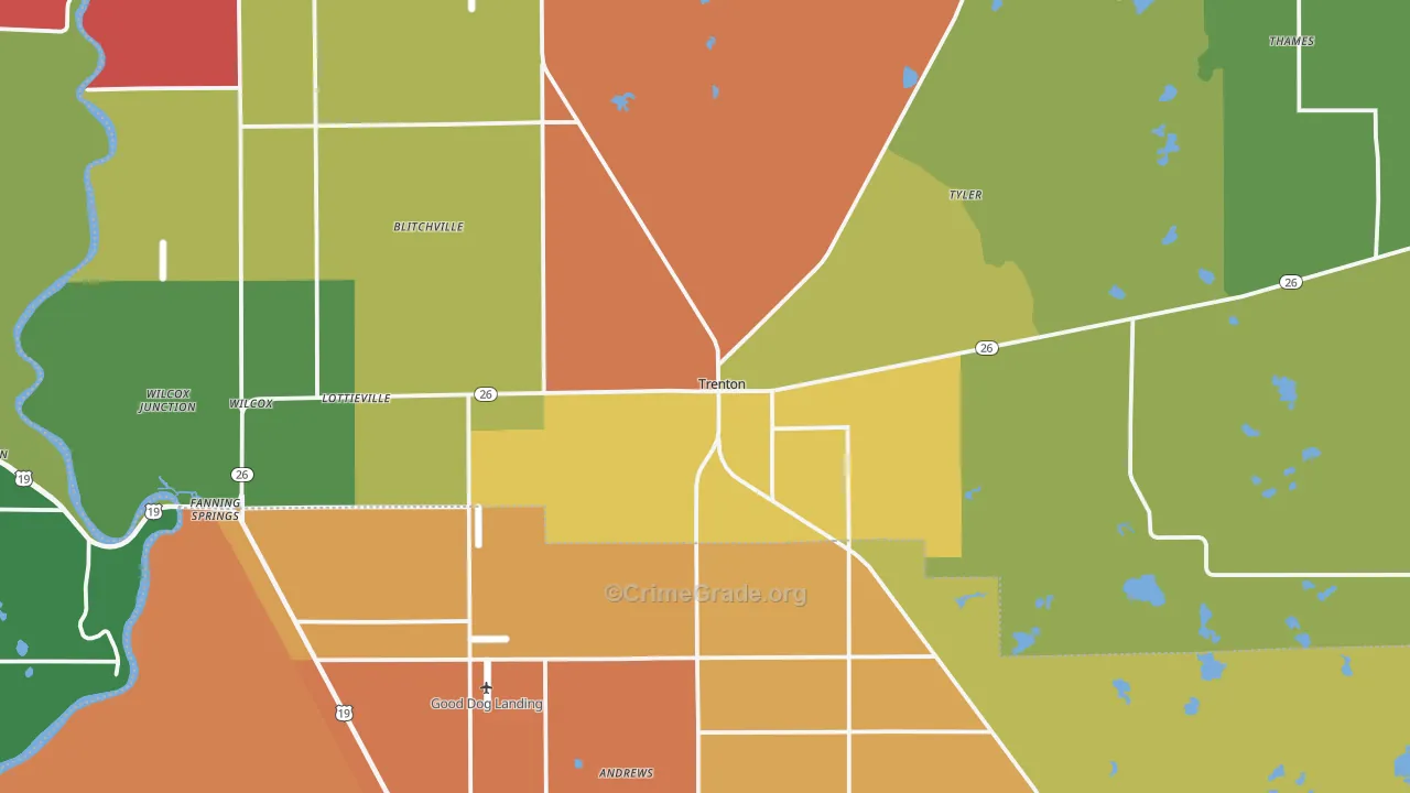 Trenton, FL Map of Theft Rates