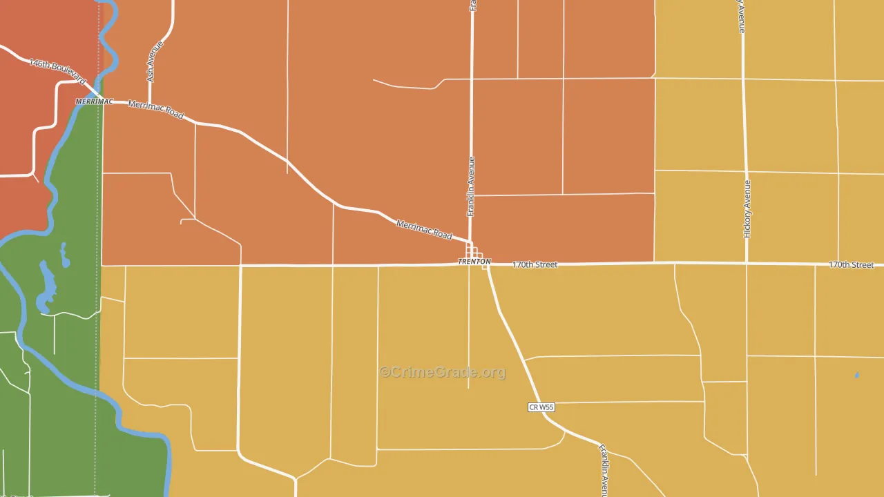 Trenton, IA Map of Theft Rates