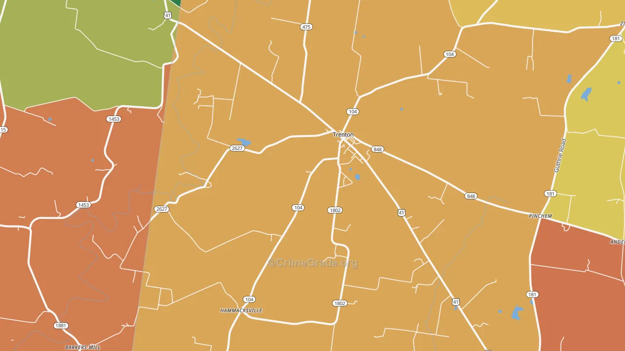 Trenton, KY Map of Theft Rates