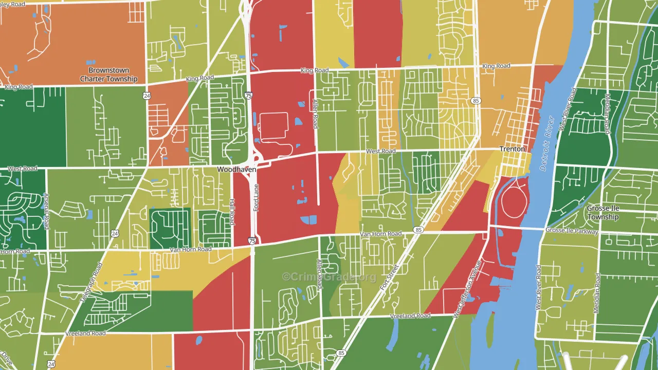 Trenton, MI Map of Theft Rates
