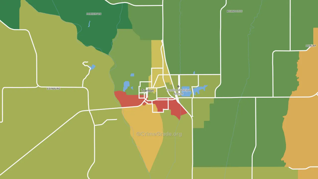 Trenton, MO Map of Theft Rates
