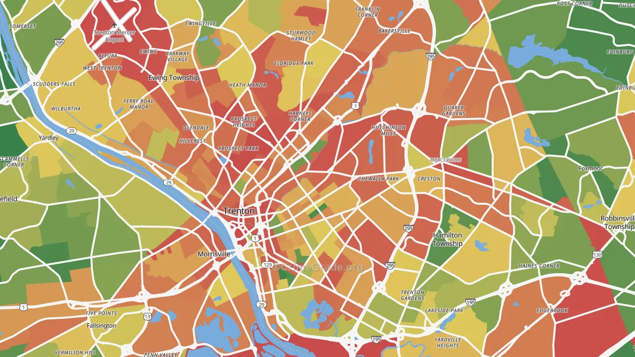 Trenton, NJ Map of Theft Rates