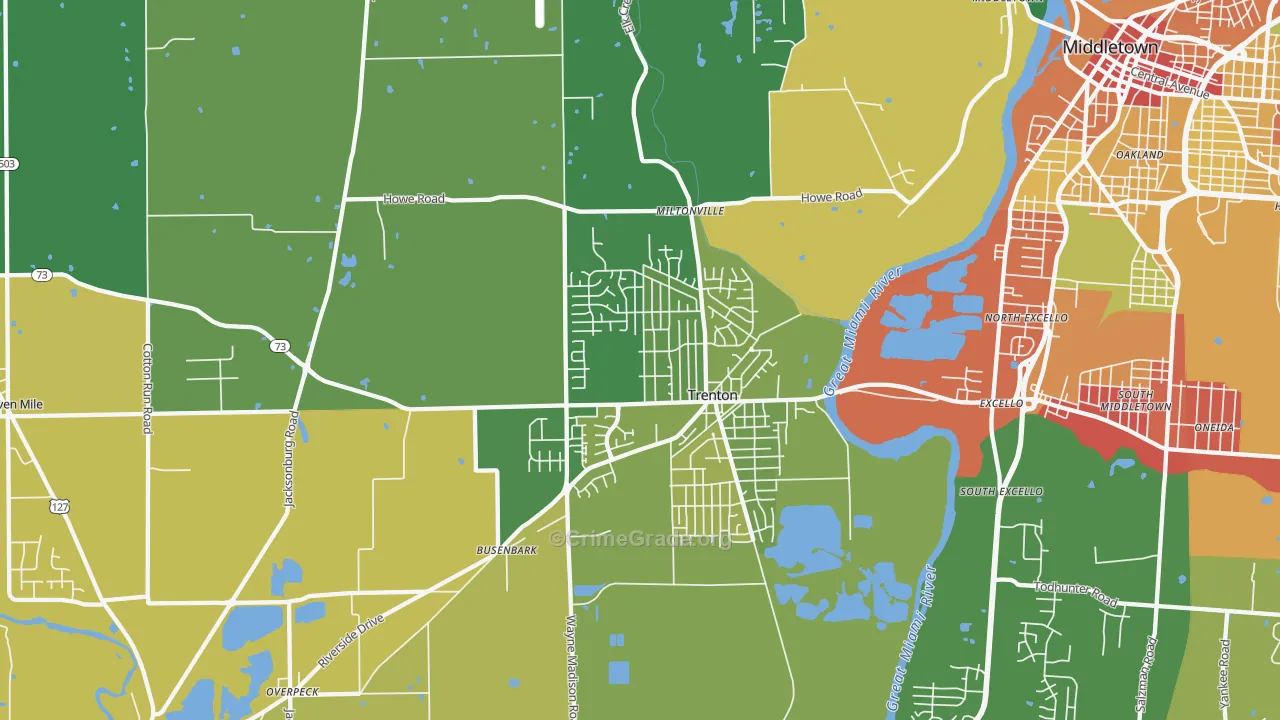 Trenton, OH Map of Theft Rates
