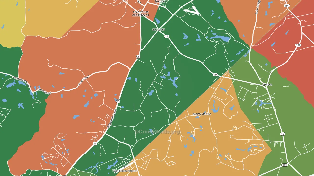 Trenton, SC Map of Theft Rates