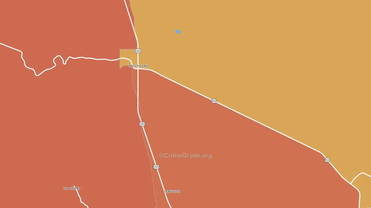 Tres Piedras, NM Map of Theft Rates