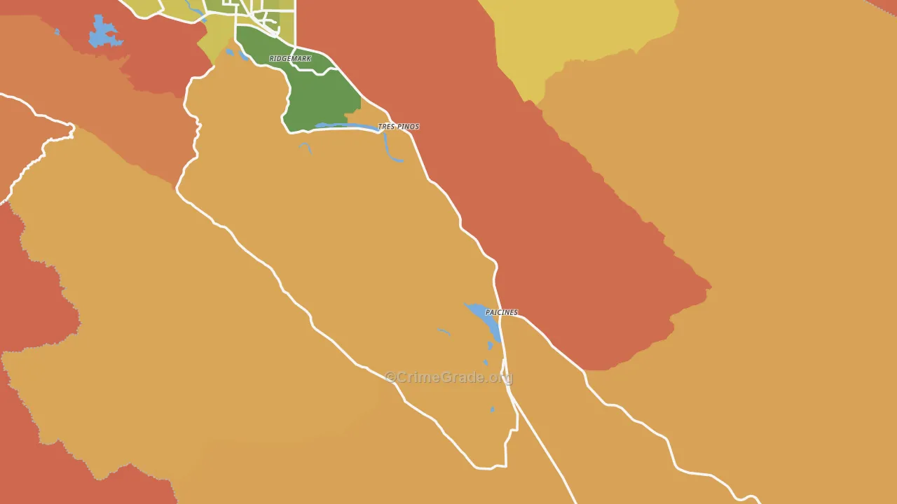 Tres Pinos, CA Map of Theft Rates