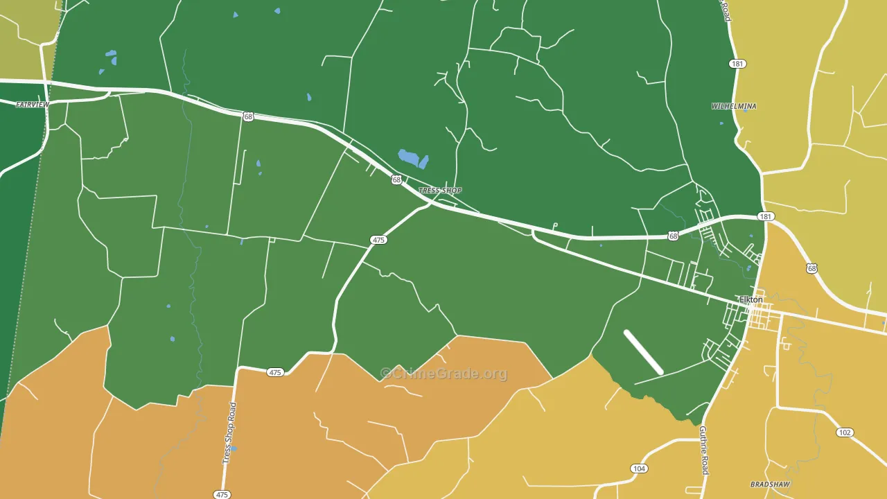 Tress Shop, KY Map of Theft Rates