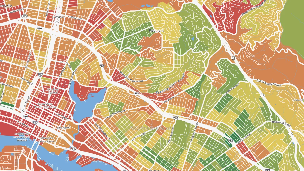 Trestle Glen, Oakland, CA Map of Theft Rates