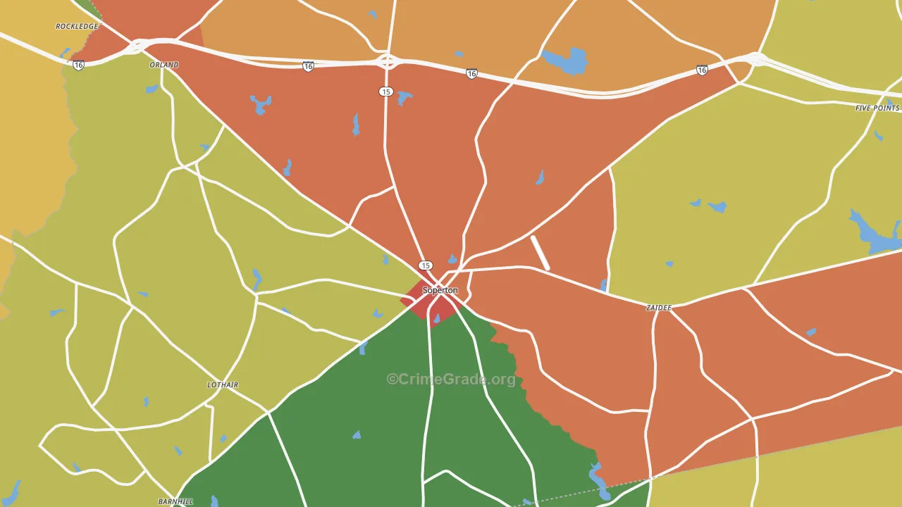 Treutlen County, GA Map of Theft Rates