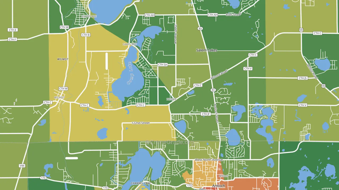 Trevor, WI Map of Theft Rates