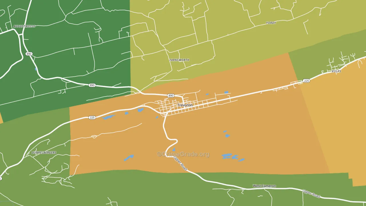 Trevorton, PA Map of Theft Rates