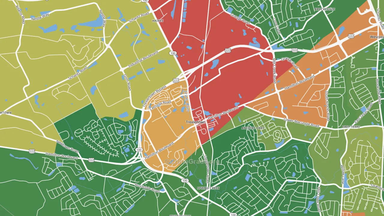 Trexlertown, PA Map of Theft Rates