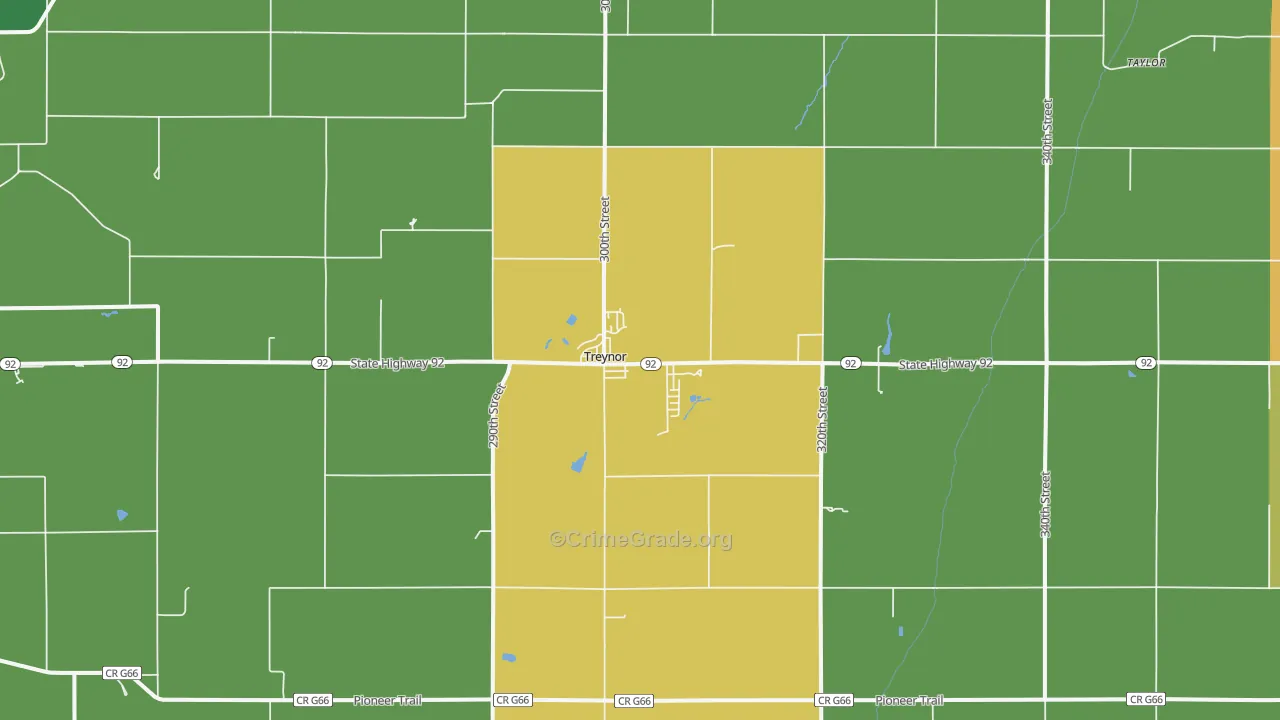 Treynor, IA Map of Theft Rates